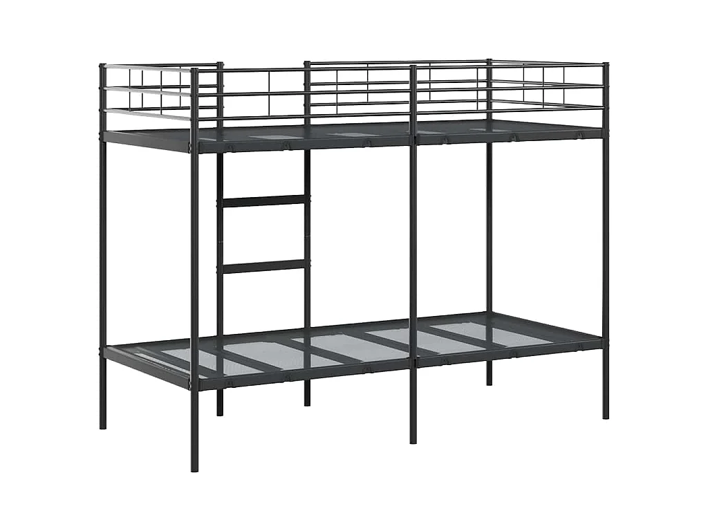 Letto a Castello senza Materasso Nero 90x200 cm in Acciaio