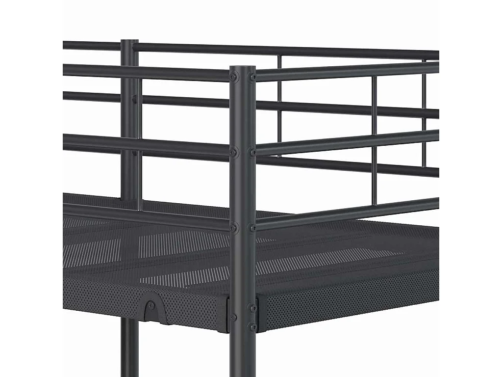Letto a Castello senza Materasso Nero 90x200 cm in Acciaio