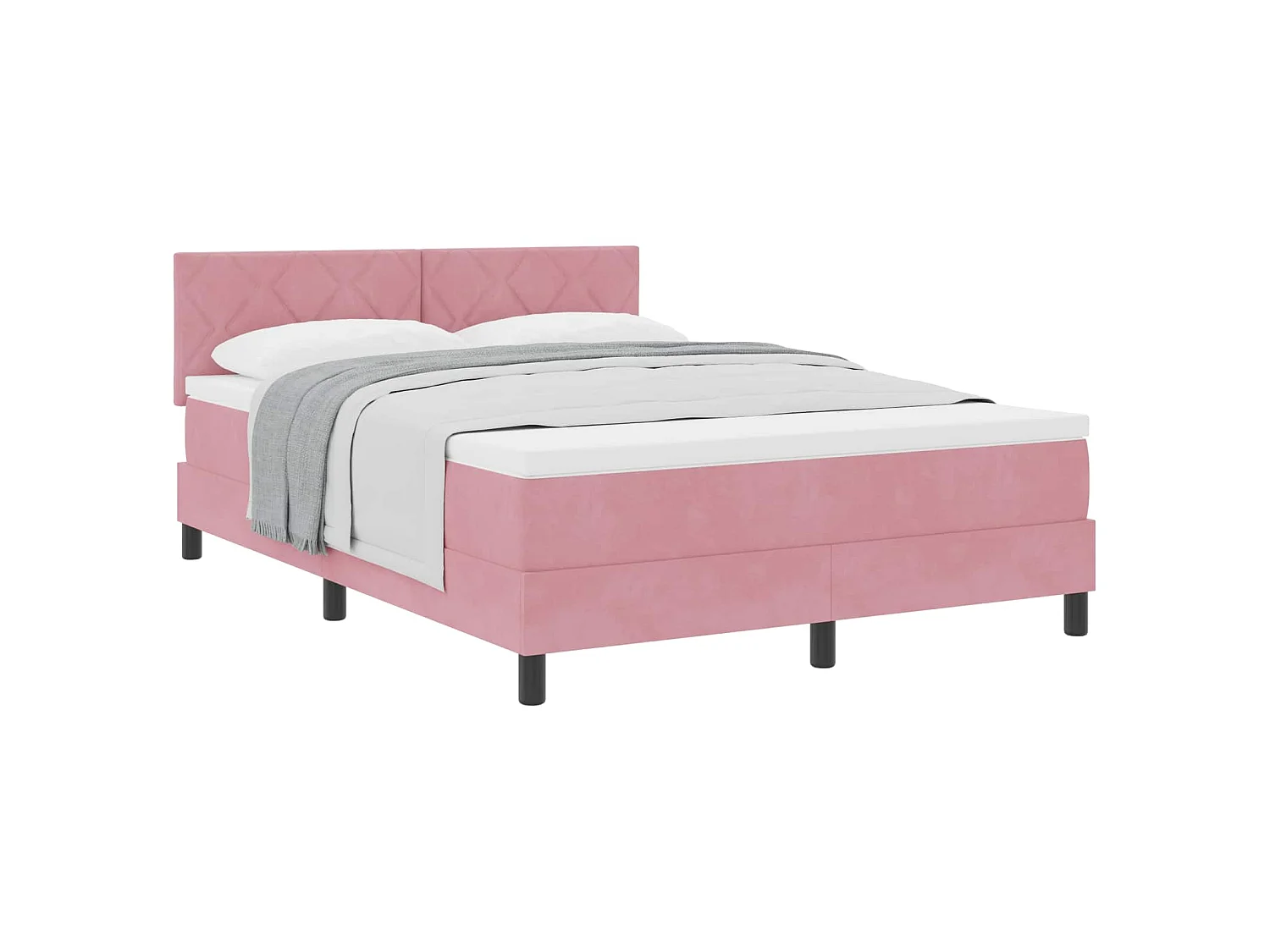 Lit à ressorts avec tête de lit Rose 140 x 190 cm Velours