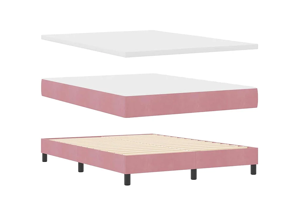 Lit à ressorts avec tête de lit Rose 140 x 190 cm Velours