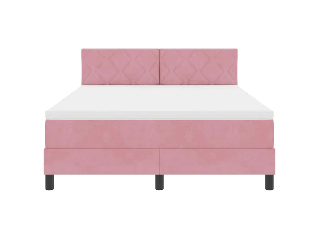 Lit à ressorts avec tête de lit Rose 140 x 190 cm Velours