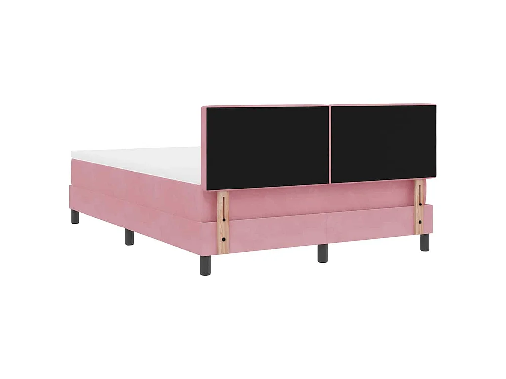 Lit à ressorts avec tête de lit Rose 140 x 190 cm Velours