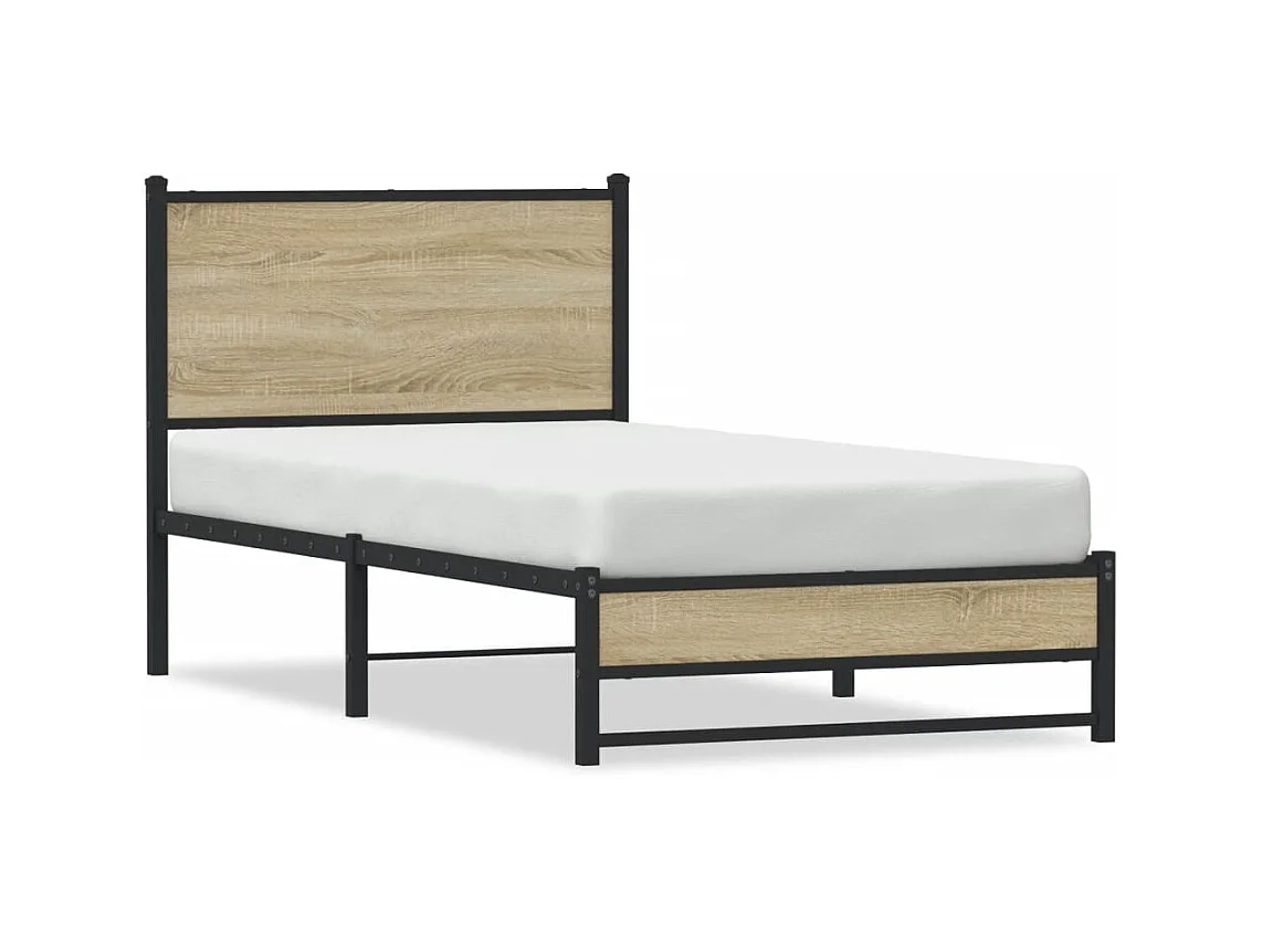 Cadre de lit en métal sans matelas chêne sonoma 90x200 cm