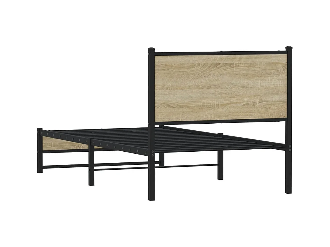 Cadre de lit en métal sans matelas chêne sonoma 90x200 cm