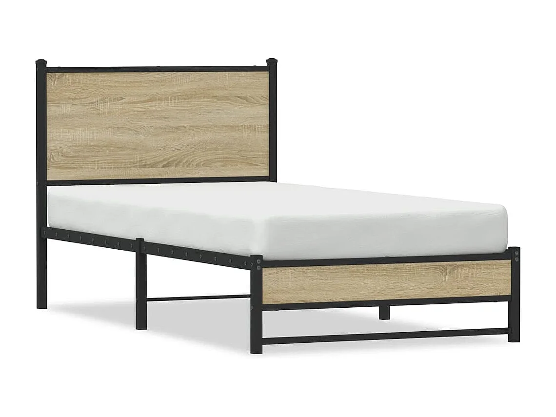 Bedframe zonder matras metaal sonoma eikenkleurig 90x200 cm