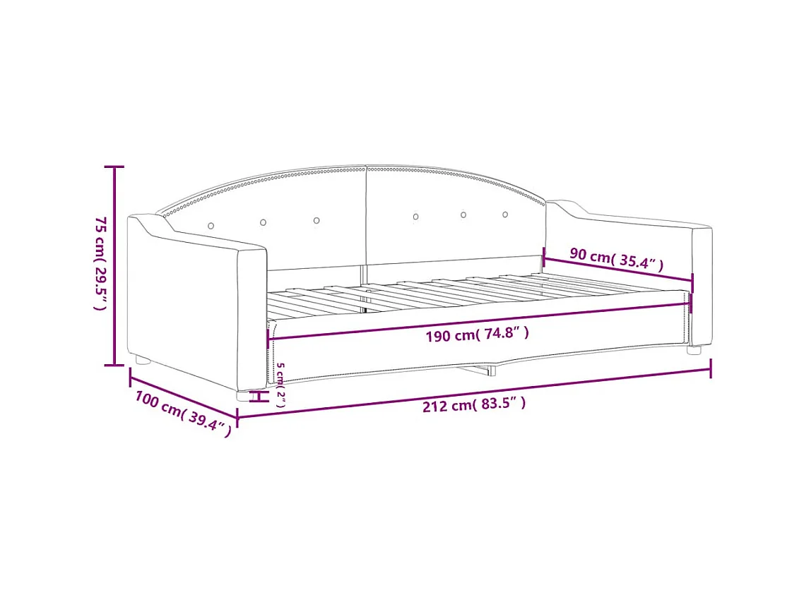 Lit de repos sans matelas noir 90x190 cm tissu