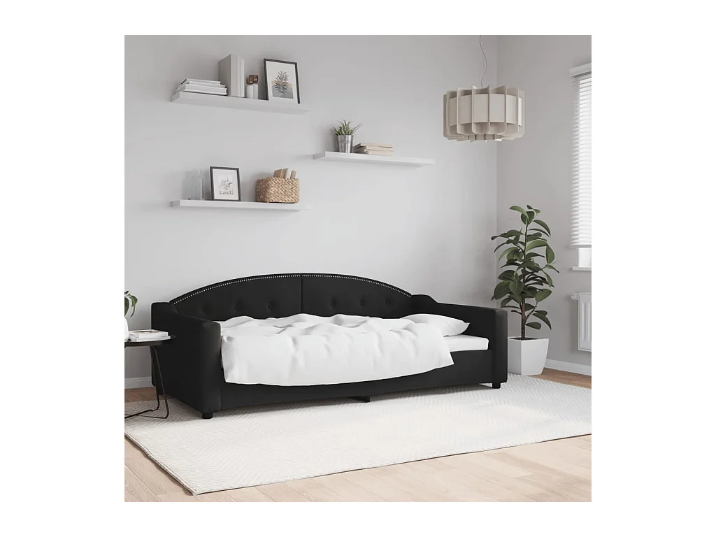 Slaapbank 90x190 cm stof zwart