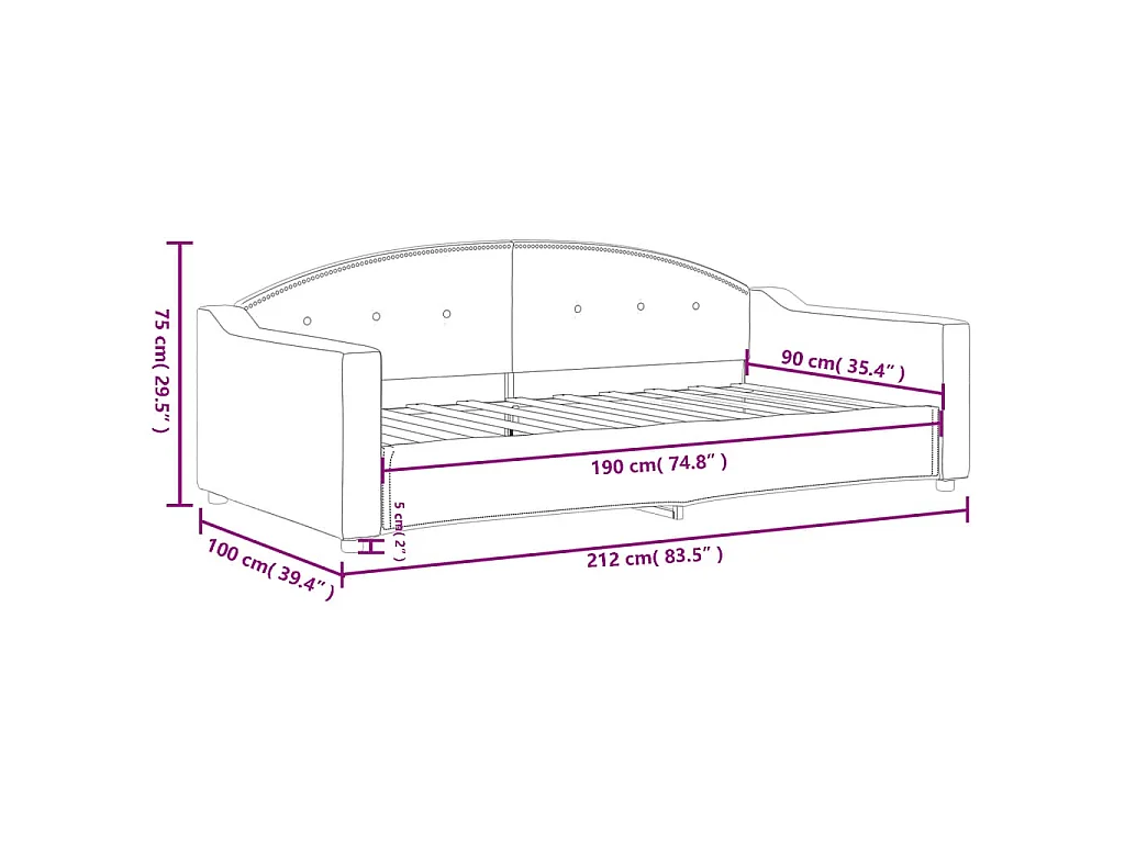 Sofá-cama 90x190 cm tecido preto
