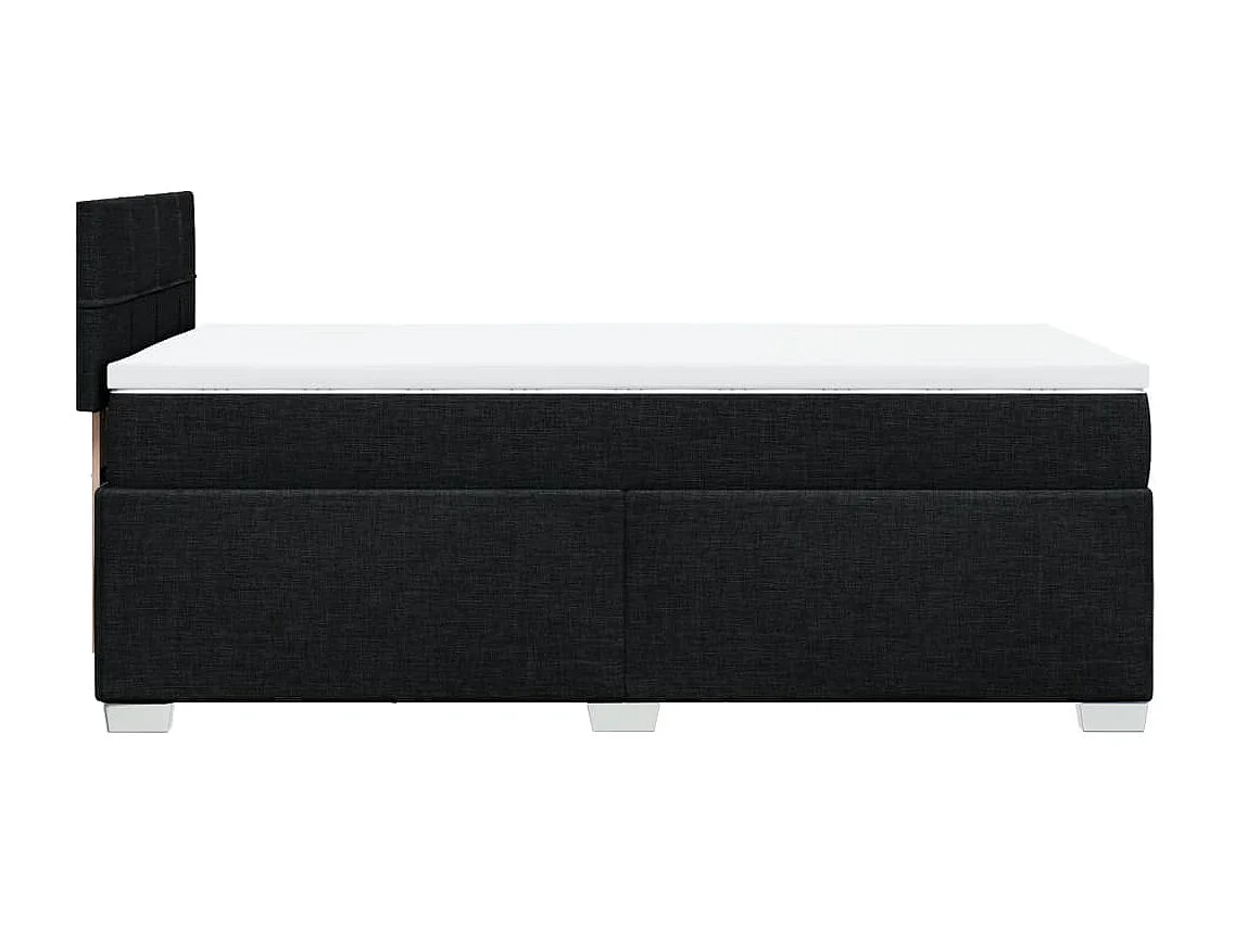 Cama box spring con colchón tela negro 90x200 cm