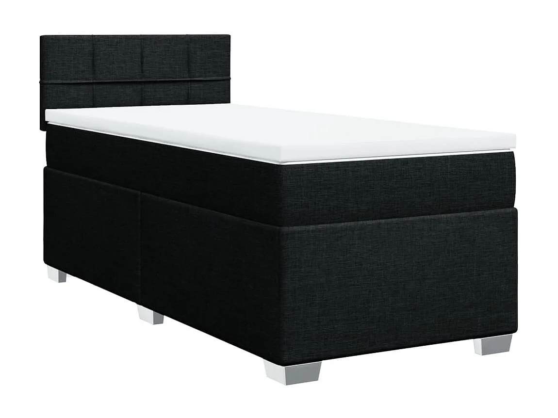 Cama com molas/colchão 90x200 cm tecido preto