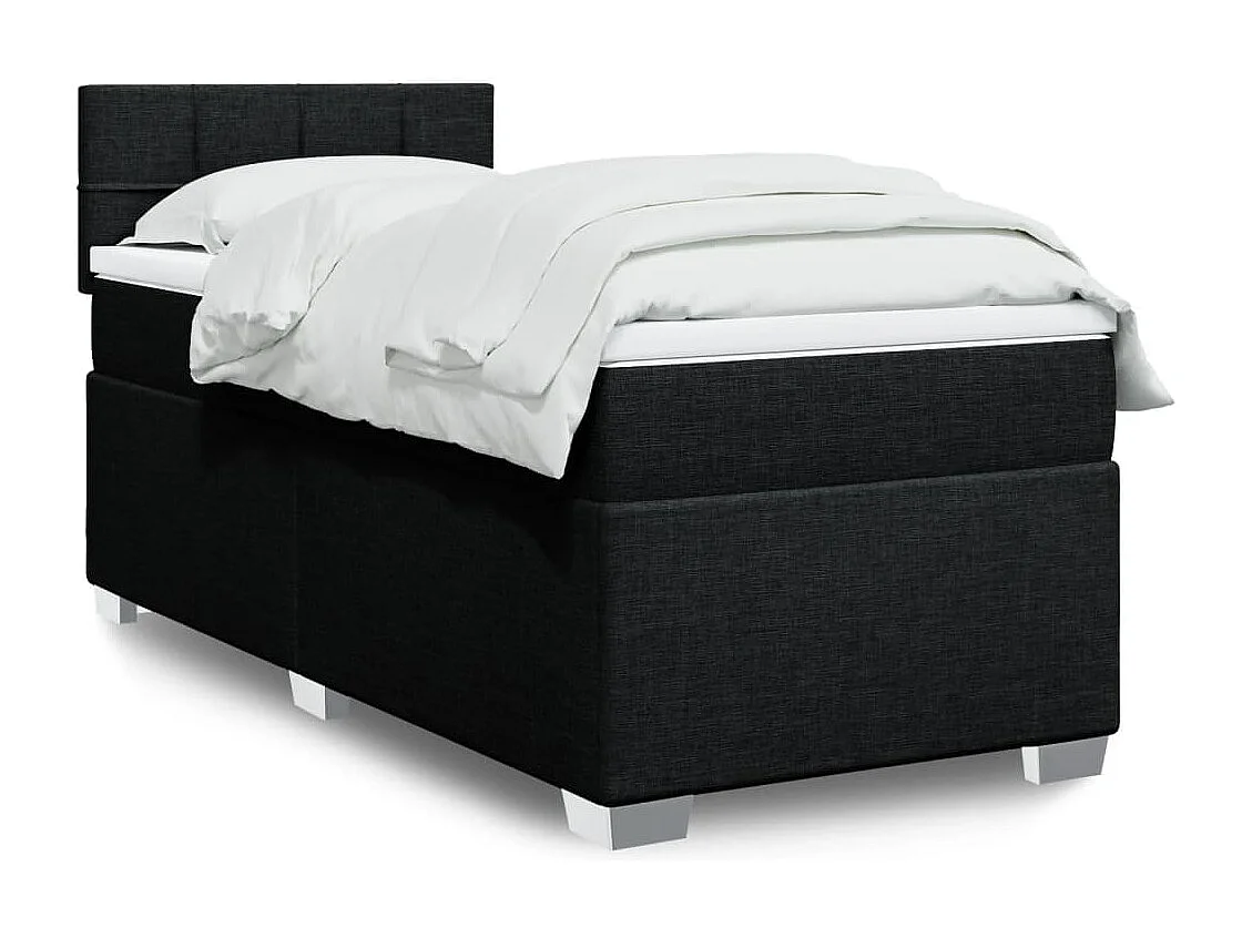 Cama com molas/colchão 90x200 cm tecido preto