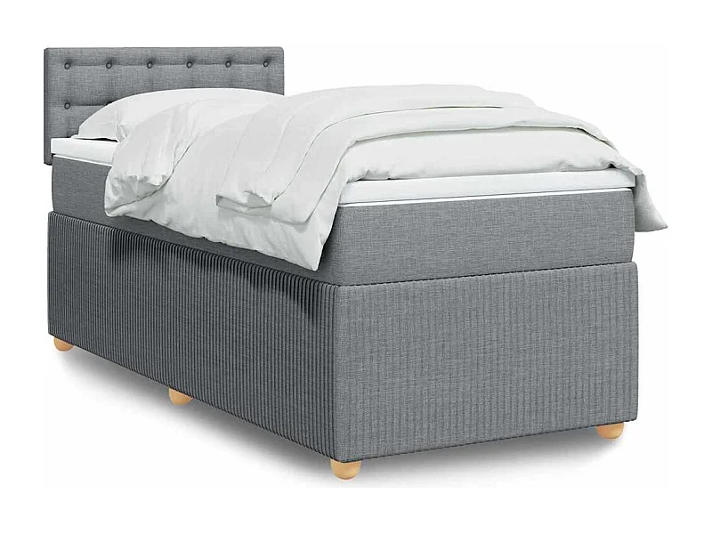 Boxspringbett mit Matratze Hellgrau 90x200 cm Stoff