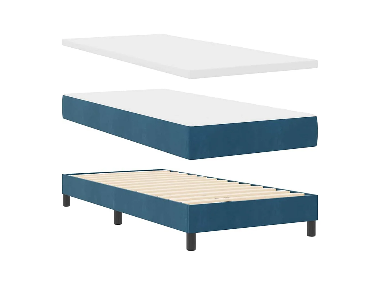 Boxspringbett mit Matratze Dunkelblau 90 x 200 cm Stoff