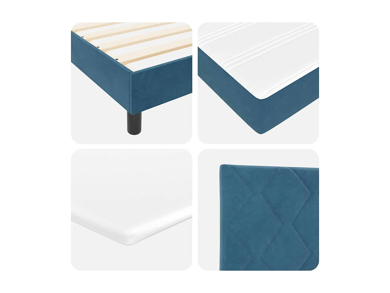 Lit à ressorts avec matelas Bleu foncé 90 x 200 cm tissu