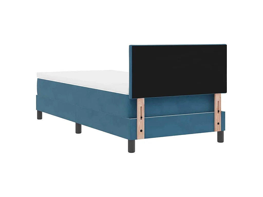 Lit à ressorts avec tête de lit Bleu foncé 90 x 200 cm Velours