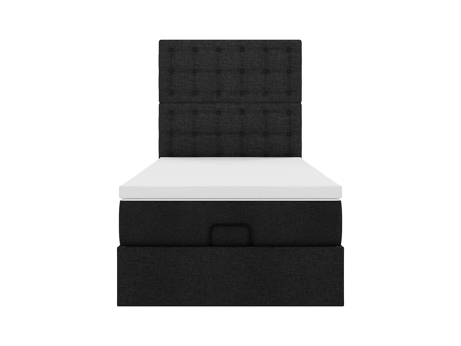 Lit ottoman avec matelas noir 90x200 cm tissu