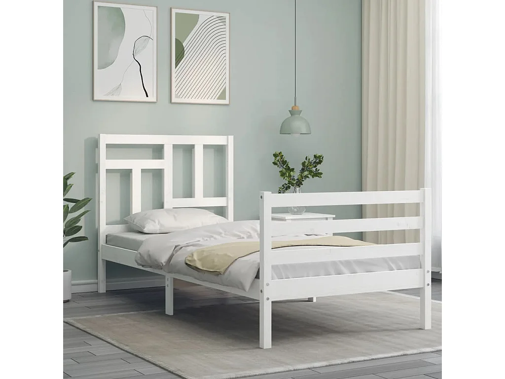 Cadre de lit sans matelas blanc 90x200 cm bois massif