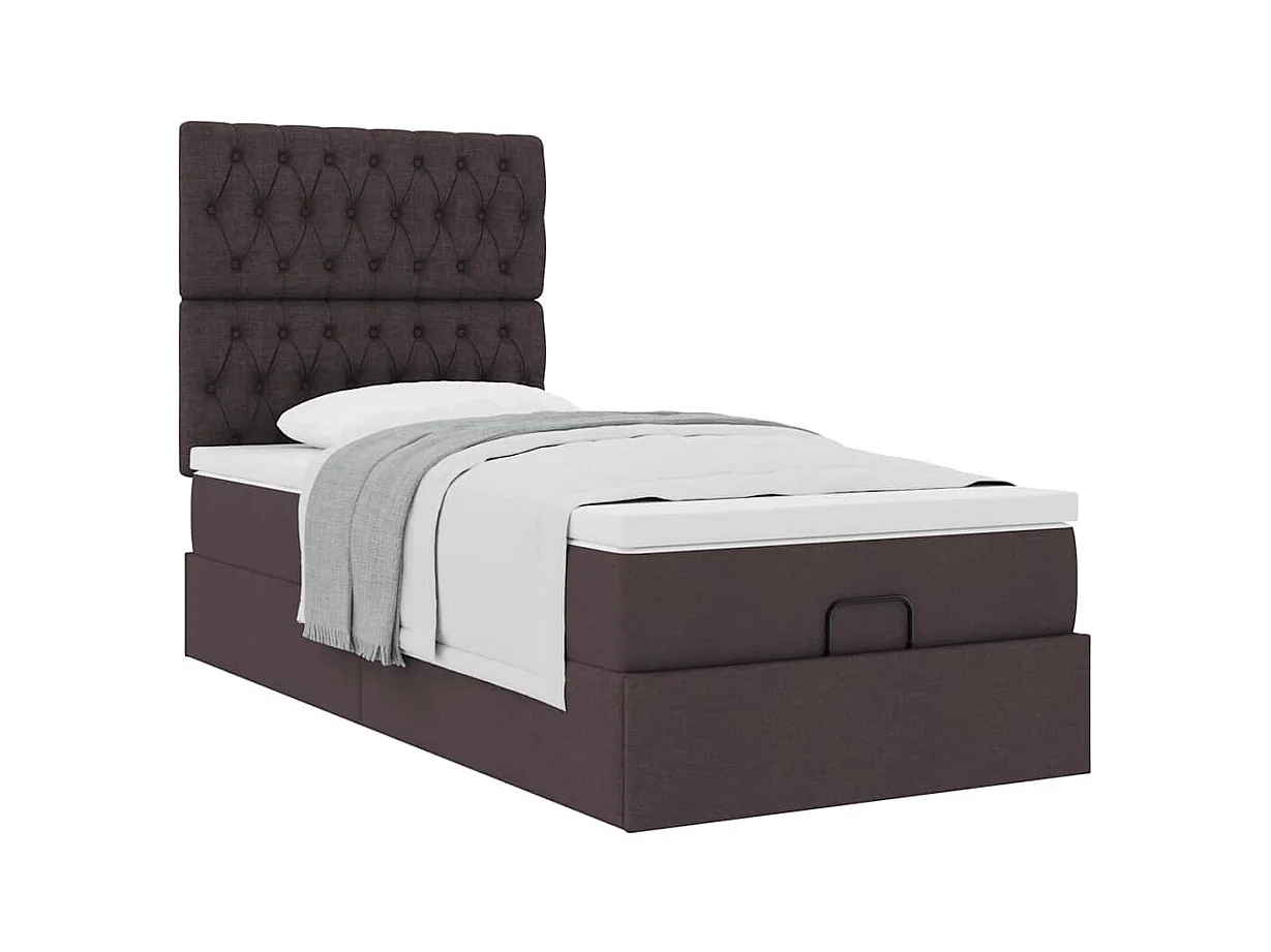 Ottoman bed met matras 90x190cm stof donkerbruin