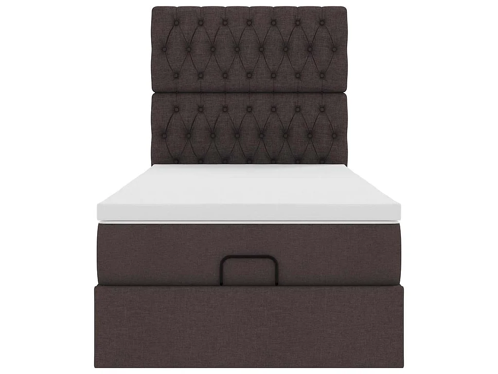 Cadre de lit ottoman avec matelas marron foncé 90x190 cm tissu