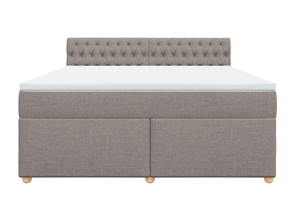 Cama box spring con colchón tela gris taupe 180x200 cm