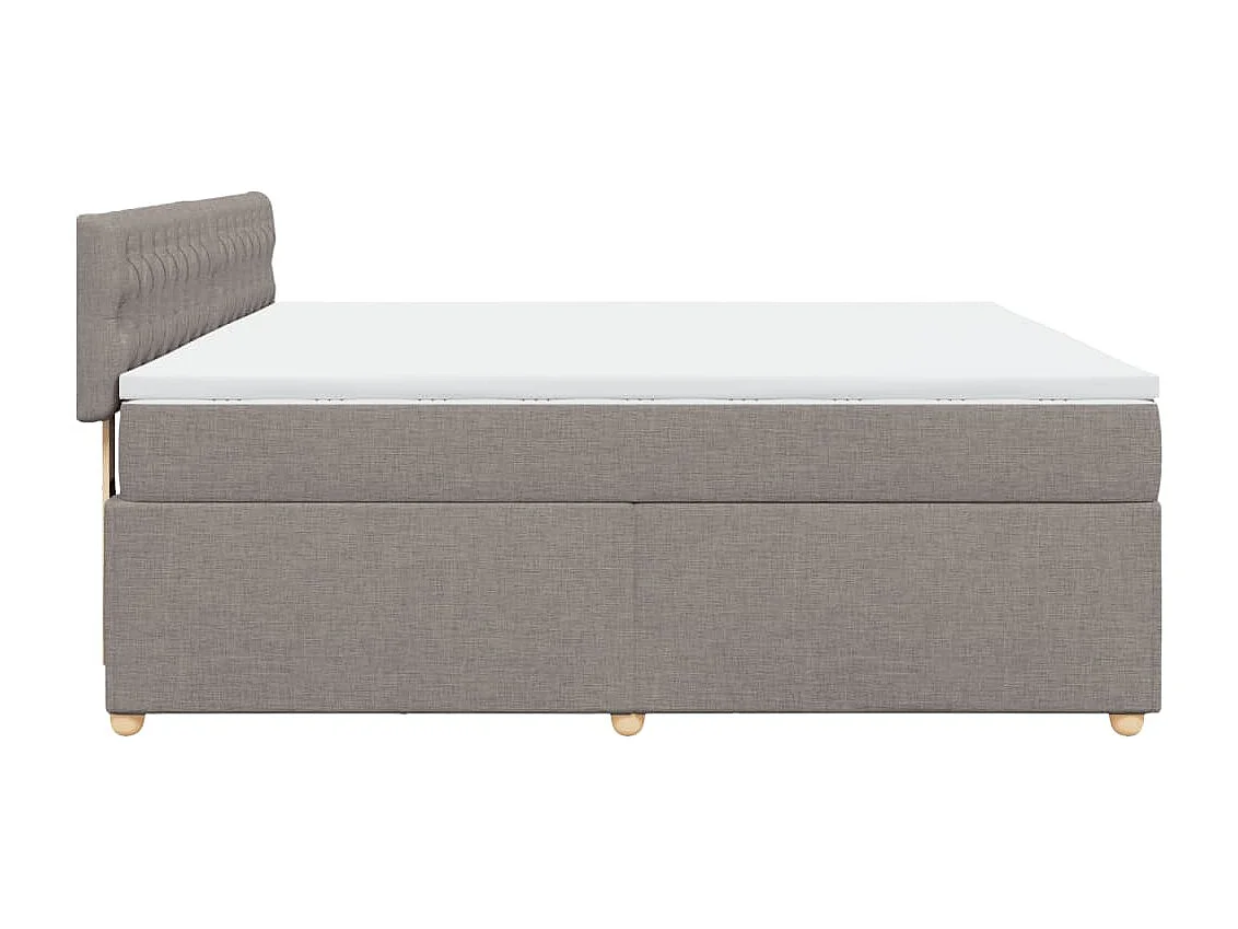 Cama box spring con colchón tela gris taupe 180x200 cm