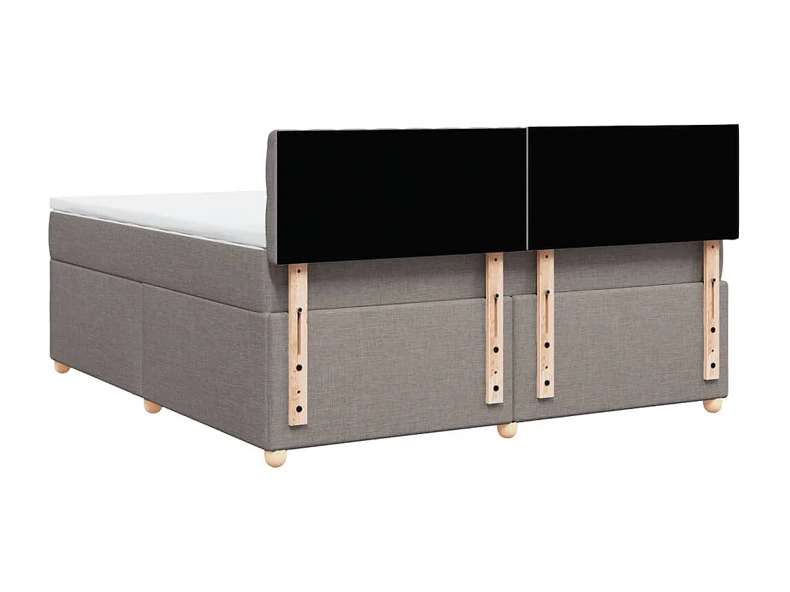 Cama box spring con colchón tela gris taupe 180x200 cm