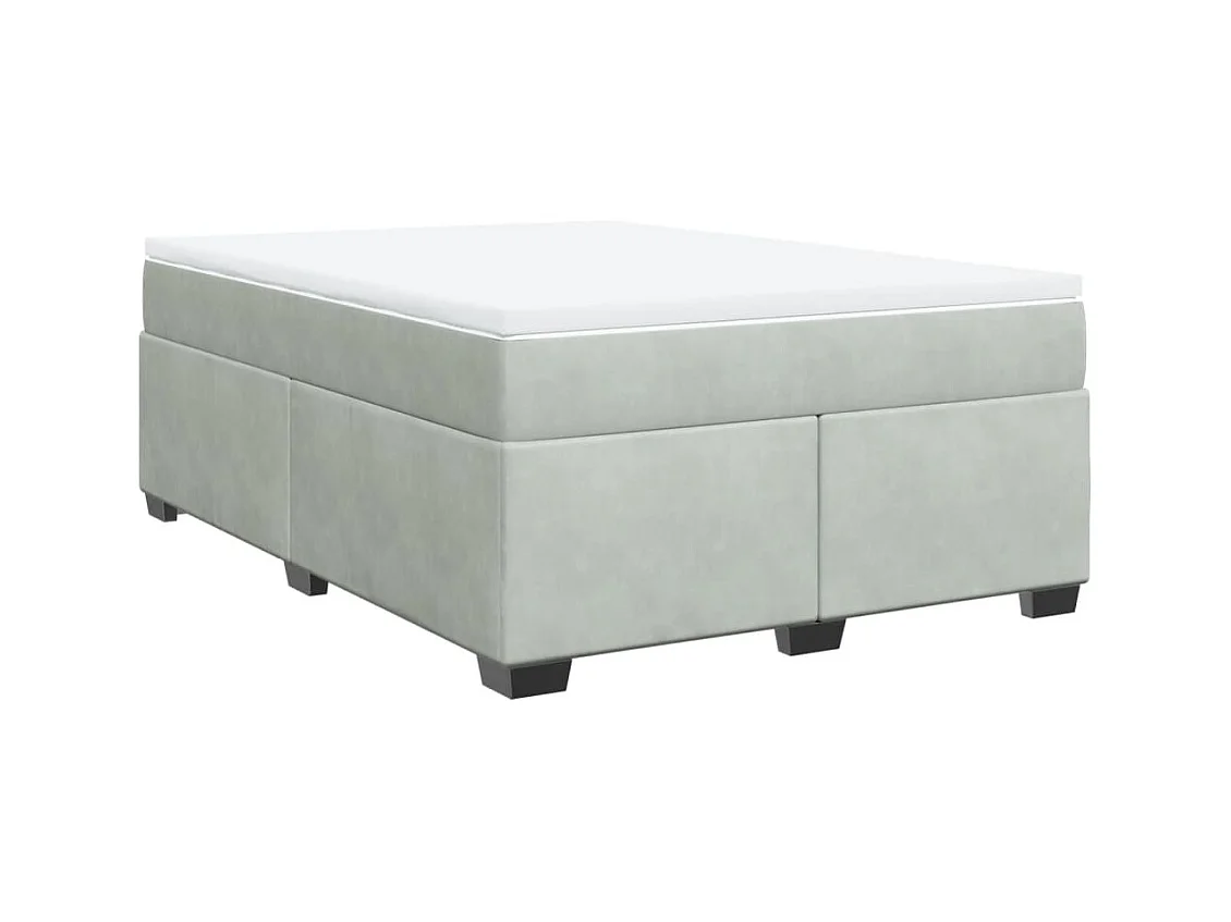 Giroletto a Molle con Materasso Grigio Chiaro 140x190cm Velluto