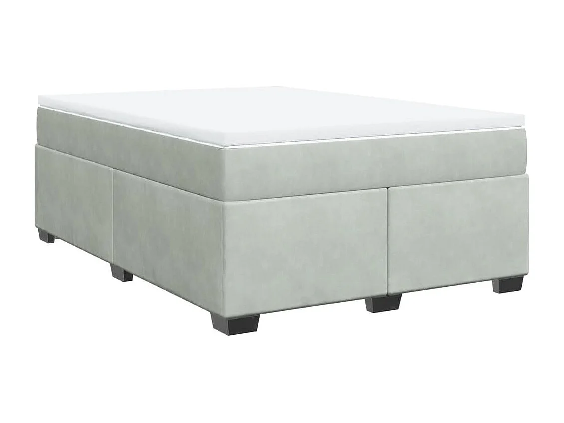 Giroletto a Molle con Materasso Grigio Chiaro 140x190cm Velluto