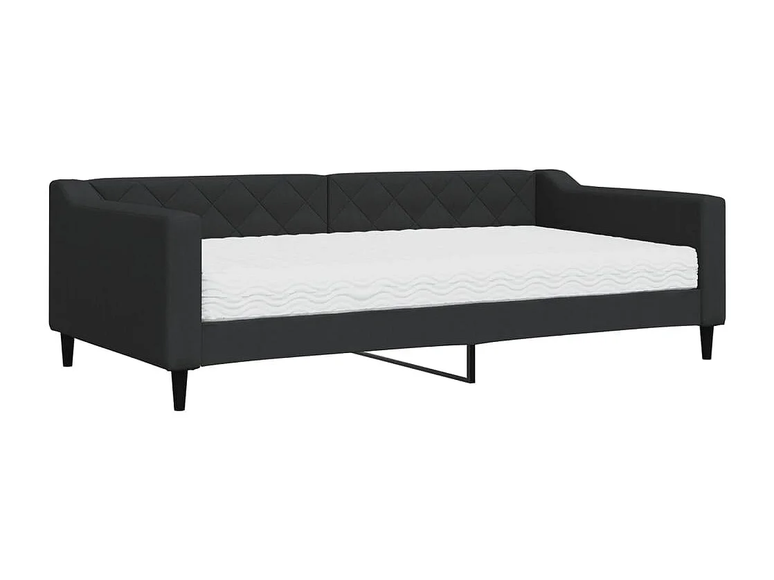 Lit de jour avec matelas noir 100x200 cm tissu