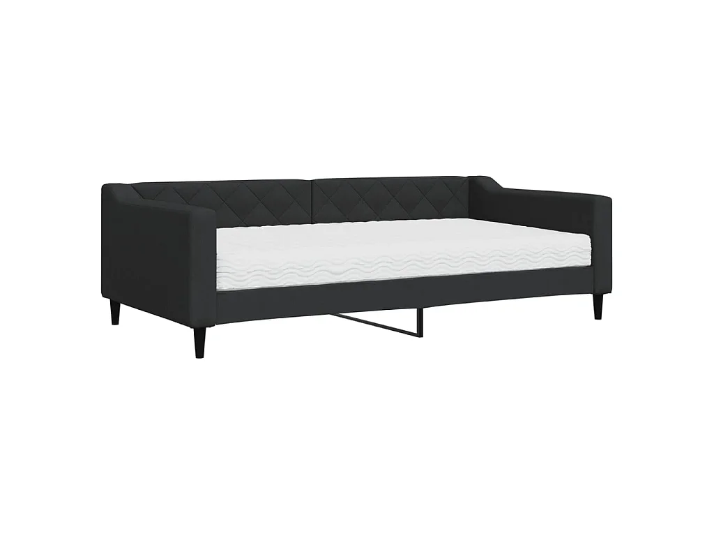 Divano Letto con Materasso Nero 100x200 cm in Tessuto