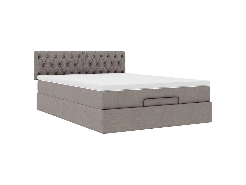 Lit ottoman avec matelas taupe 140x200 cm tissu