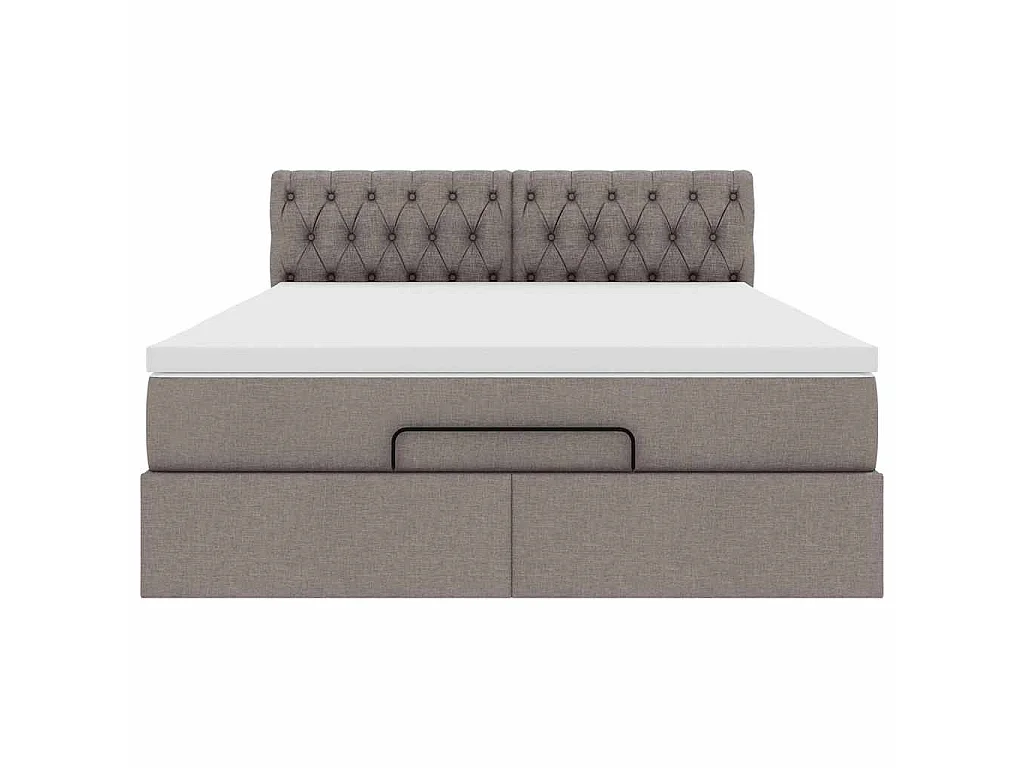 Lit ottoman avec matelas taupe 140x200 cm tissu