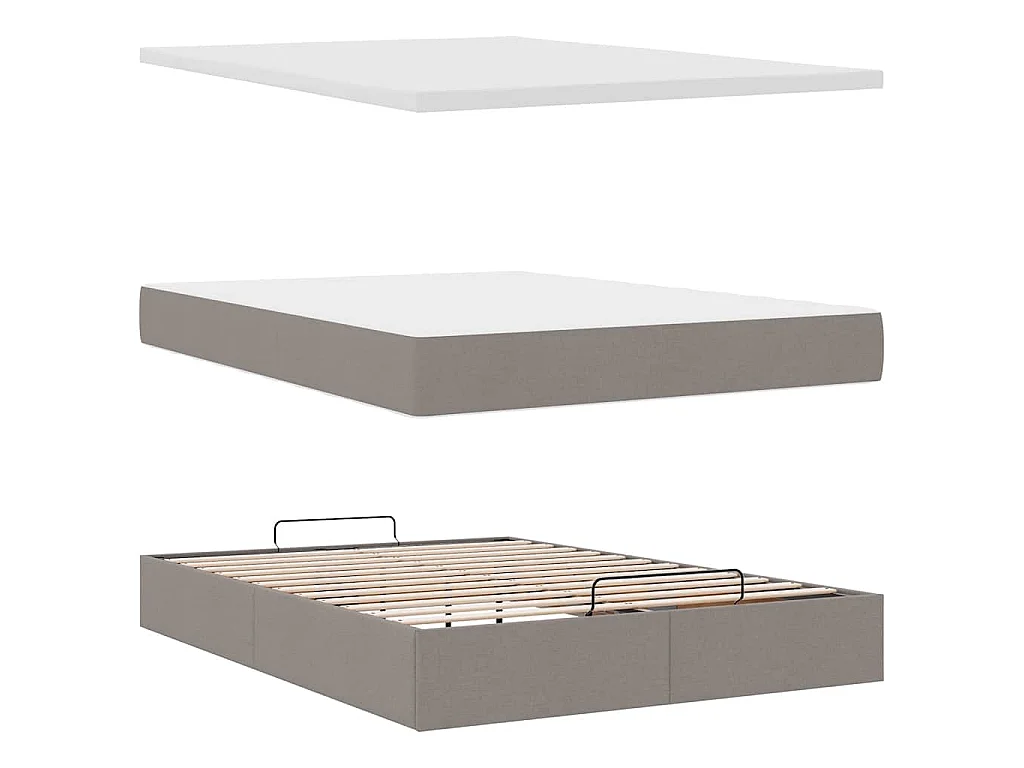 Lit ottoman avec matelas taupe 140x200 cm tissu