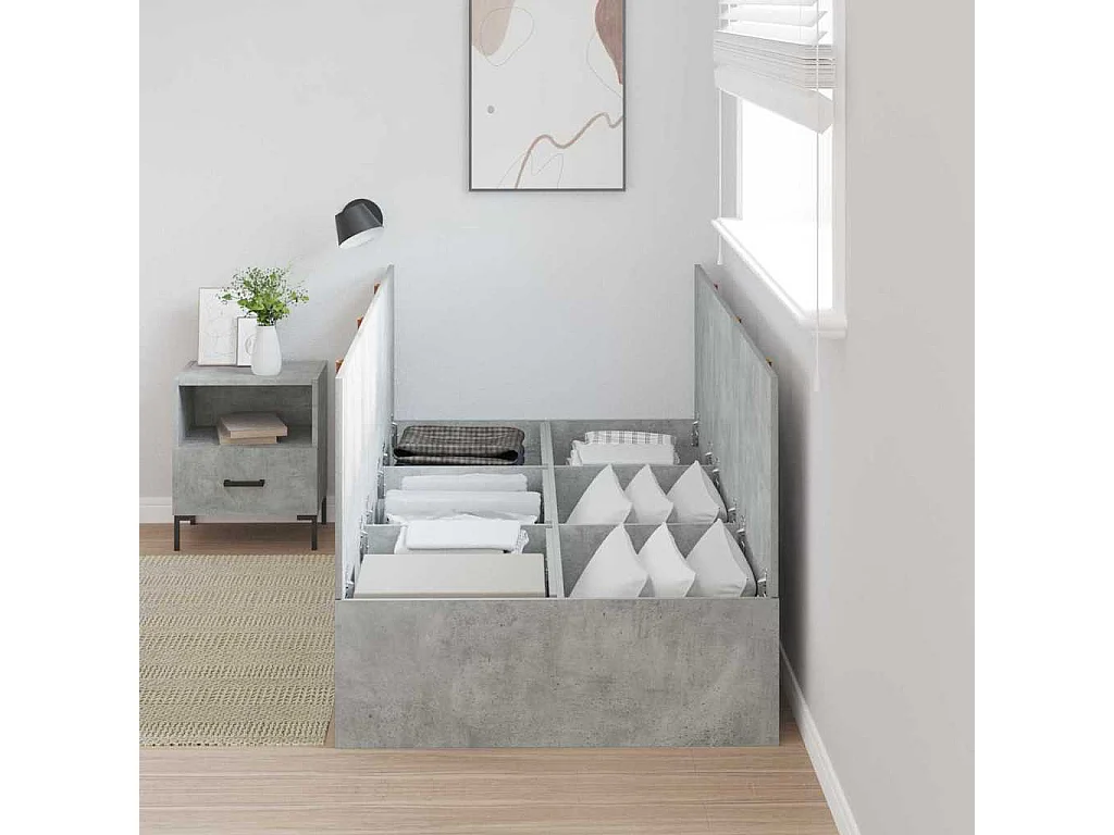 Cama con almacenamiento Gris Concreto 90 x 200 cm