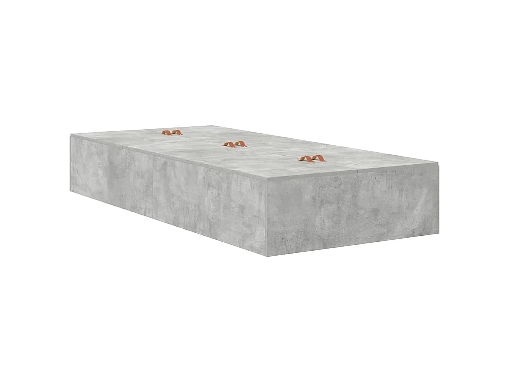 Cadre de lit avec rangement Gris béton 90 x 200 cm