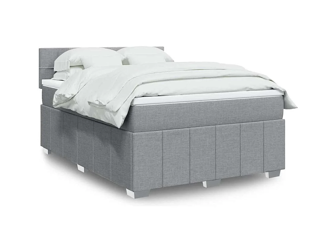 Sommier à lattes de lit avec matelas Gris clair 140x190cm Tissu