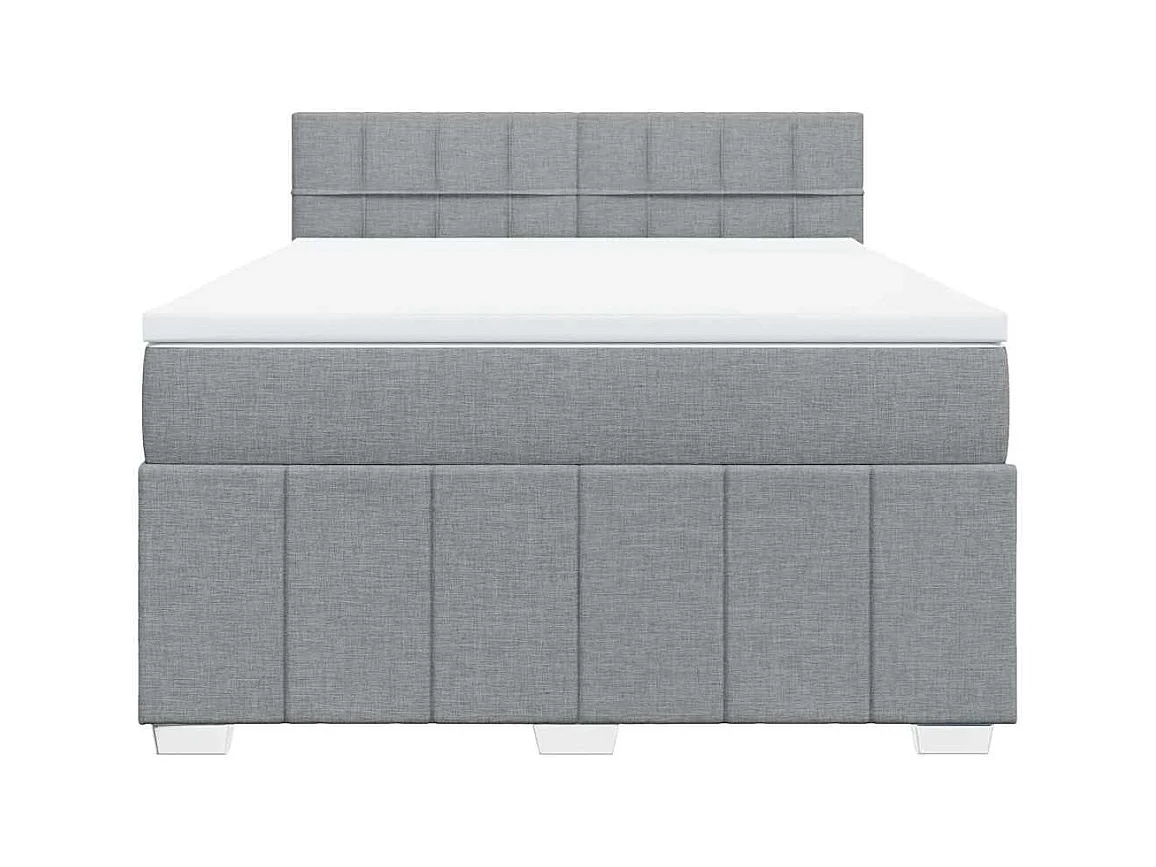 Sommier à lattes de lit avec matelas Gris clair 140x190cm Tissu