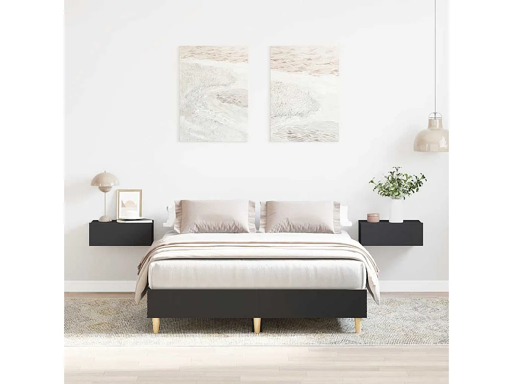 Cadre de lit sans matelas noir 140x190 cm bois d'ingénierie