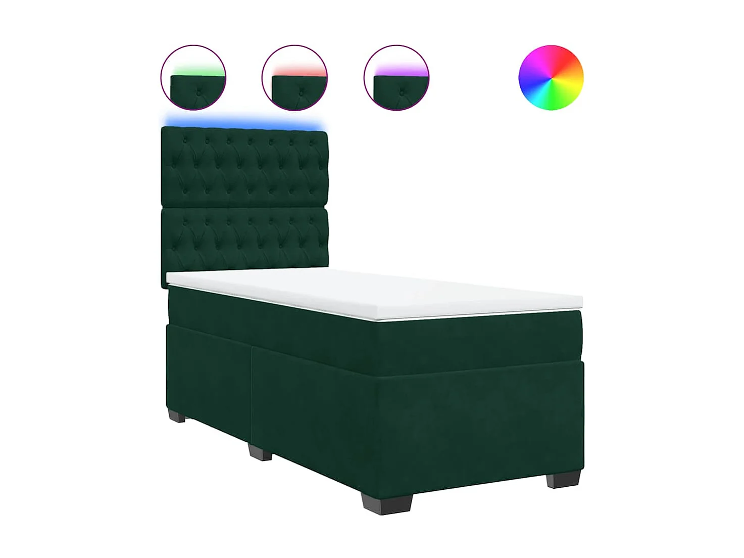 Cama com molas/colchão 100x200 cm veludo verde-escuro