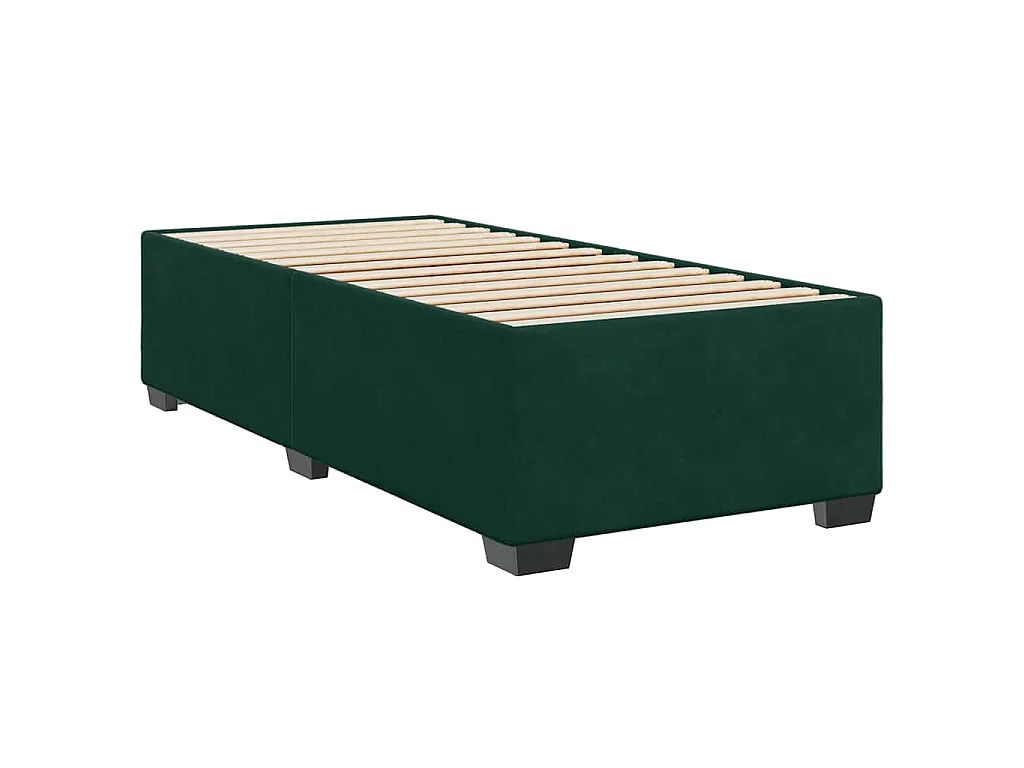 Cama box spring con colchón terciopelo verde oscuro 100x200 cm