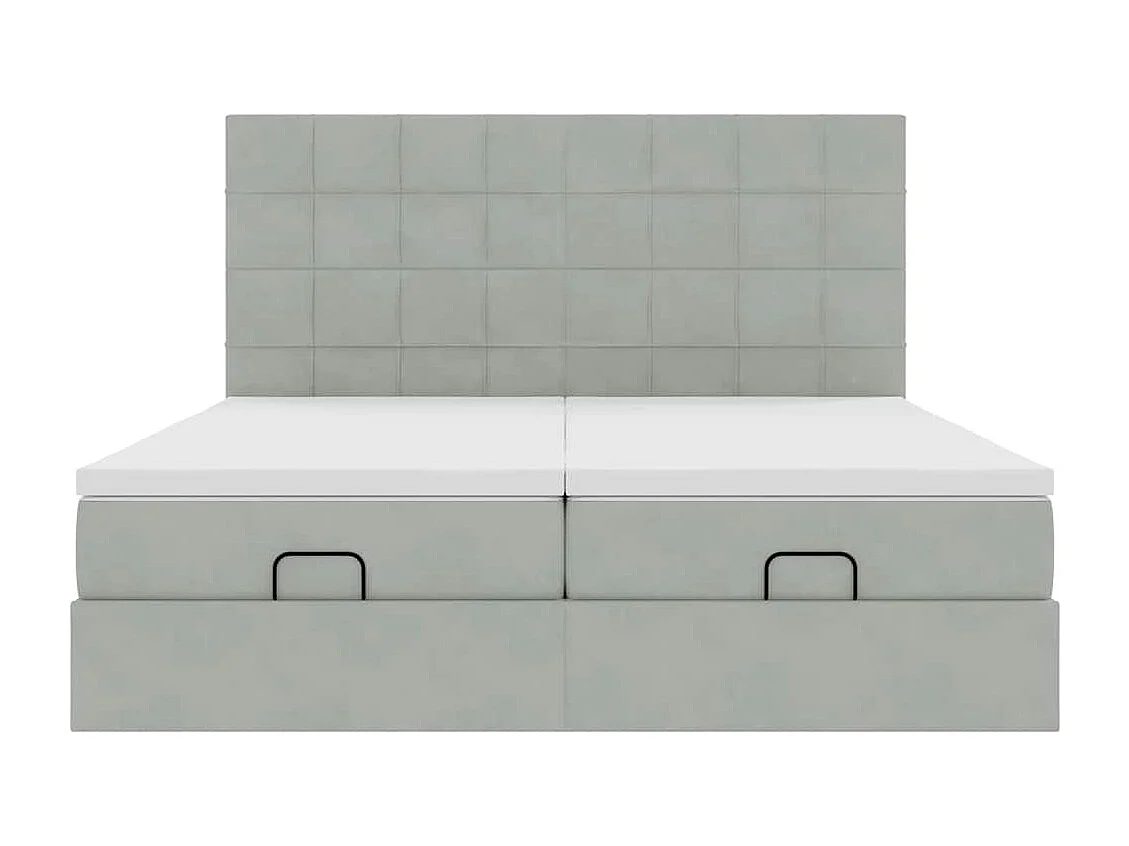Cadre de lit ottoman et matelas gris clair 160x200cm velours