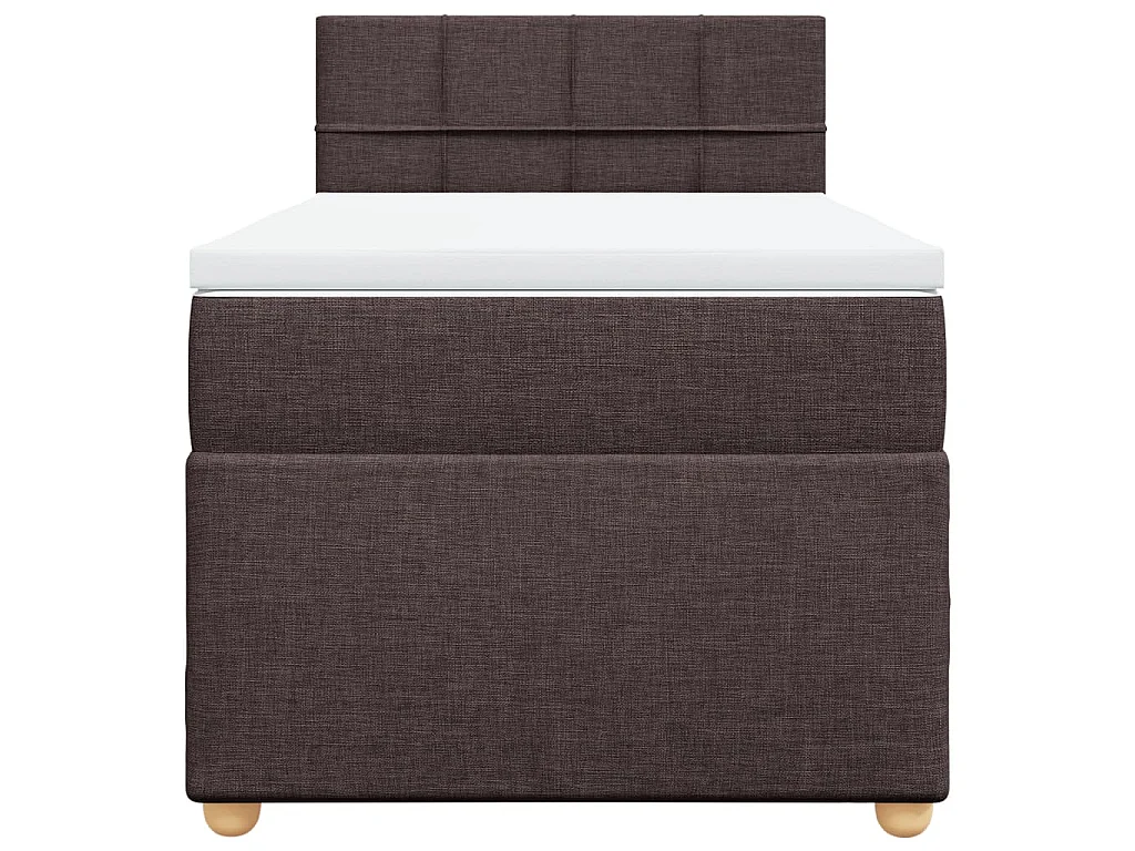 Cama box spring con colchón tela marrón oscuro 100x200 cm