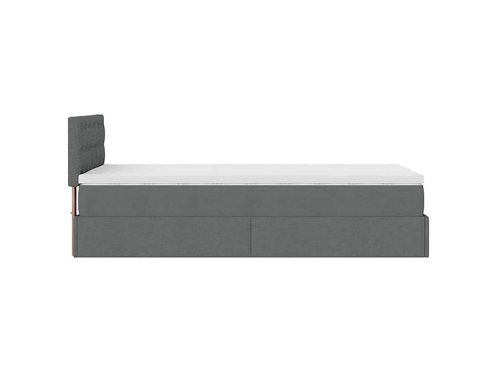 Cama otomana com colchão 90x200 cm tecido cinzento escuro