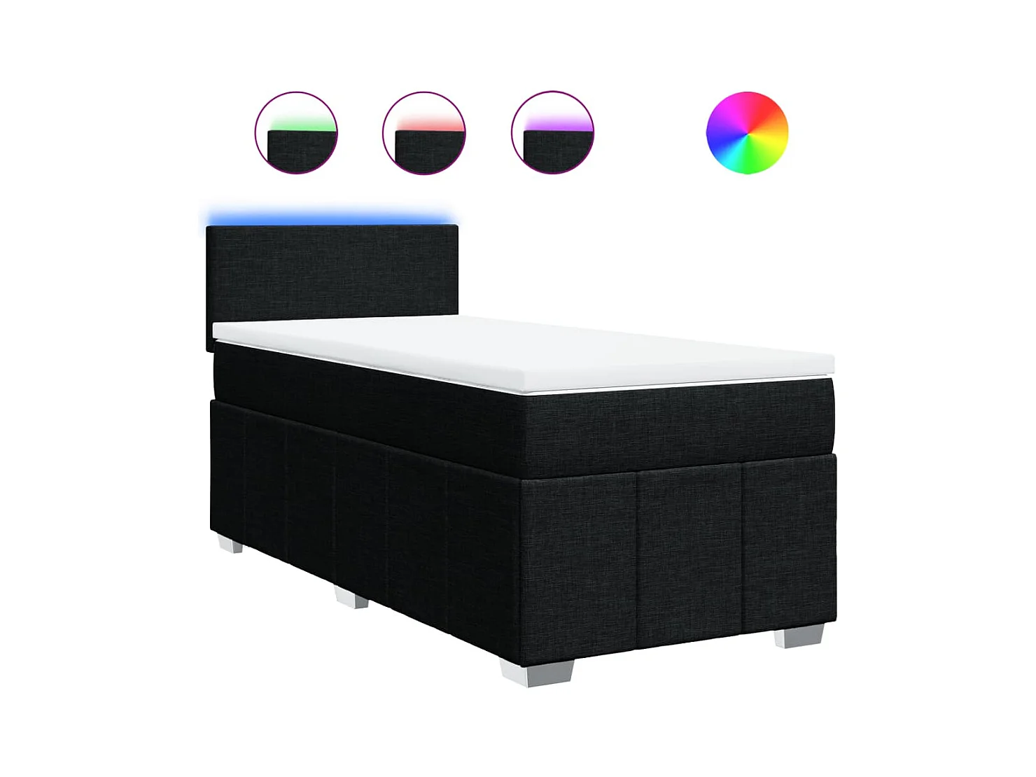 Sommier à lattes de lit avec matelas Noir 90x190 cm Tissu