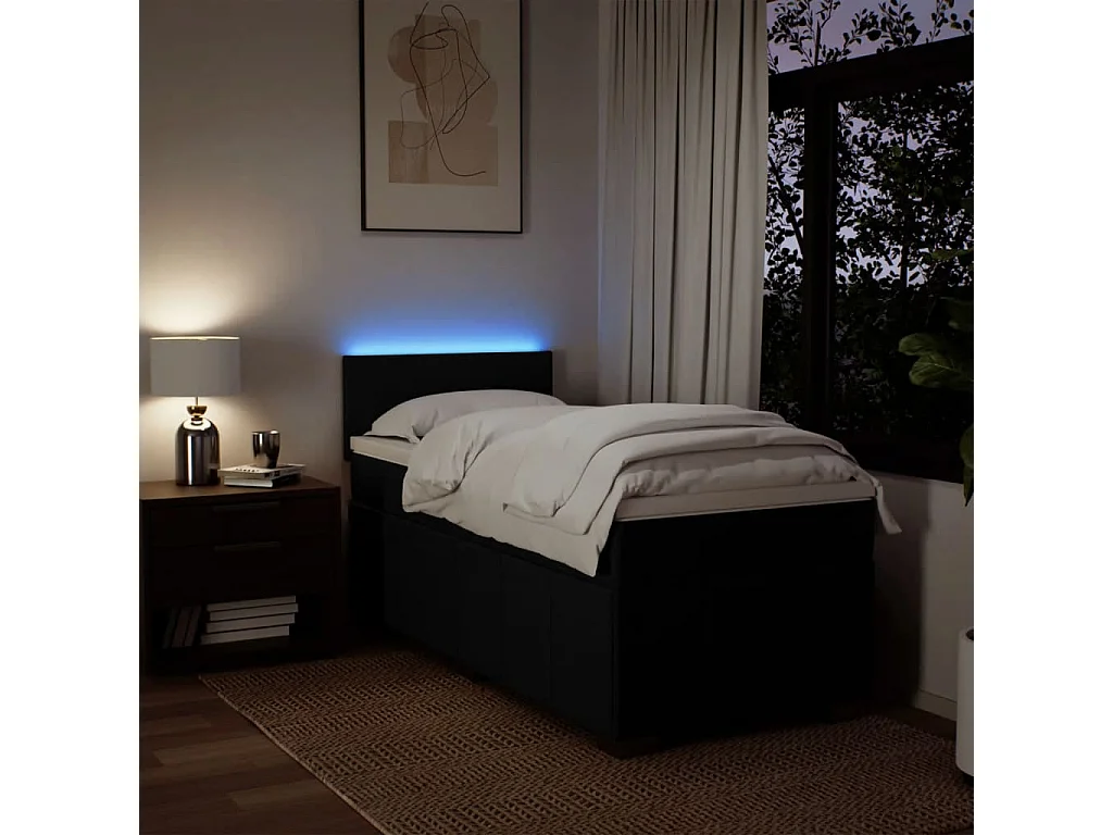 Boxspringbett mit Matratze Schwarz 90x190 cm Stoff