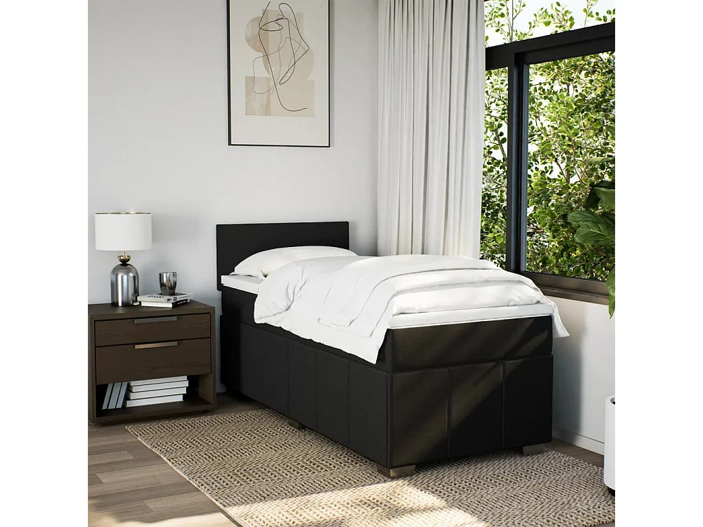 Boxspringbett mit Matratze Schwarz 90x190 cm Stoff