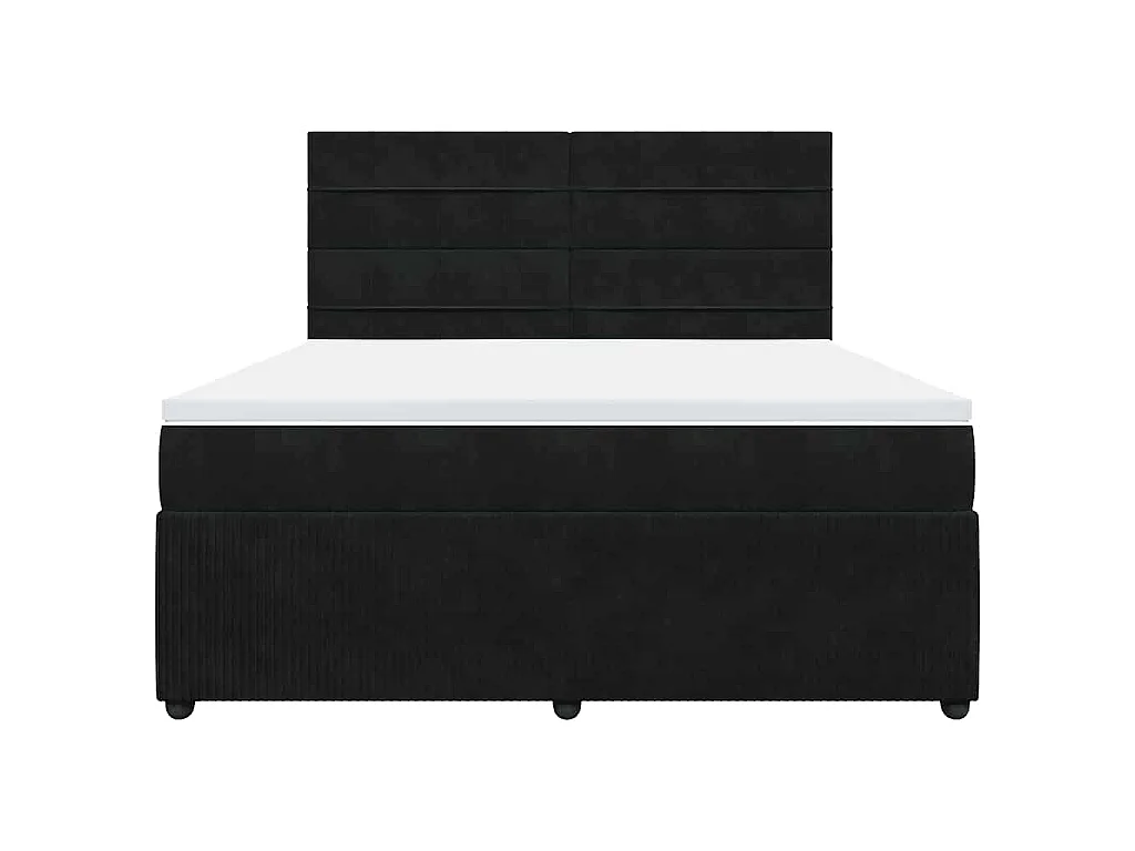 Giroletto a Molle con Materasso Nero 180x200 cm in Velluto