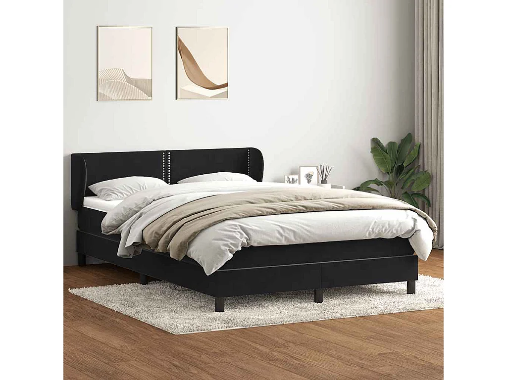 Boxspringbett mit Matratze Schwarz 160x220 cm Samt