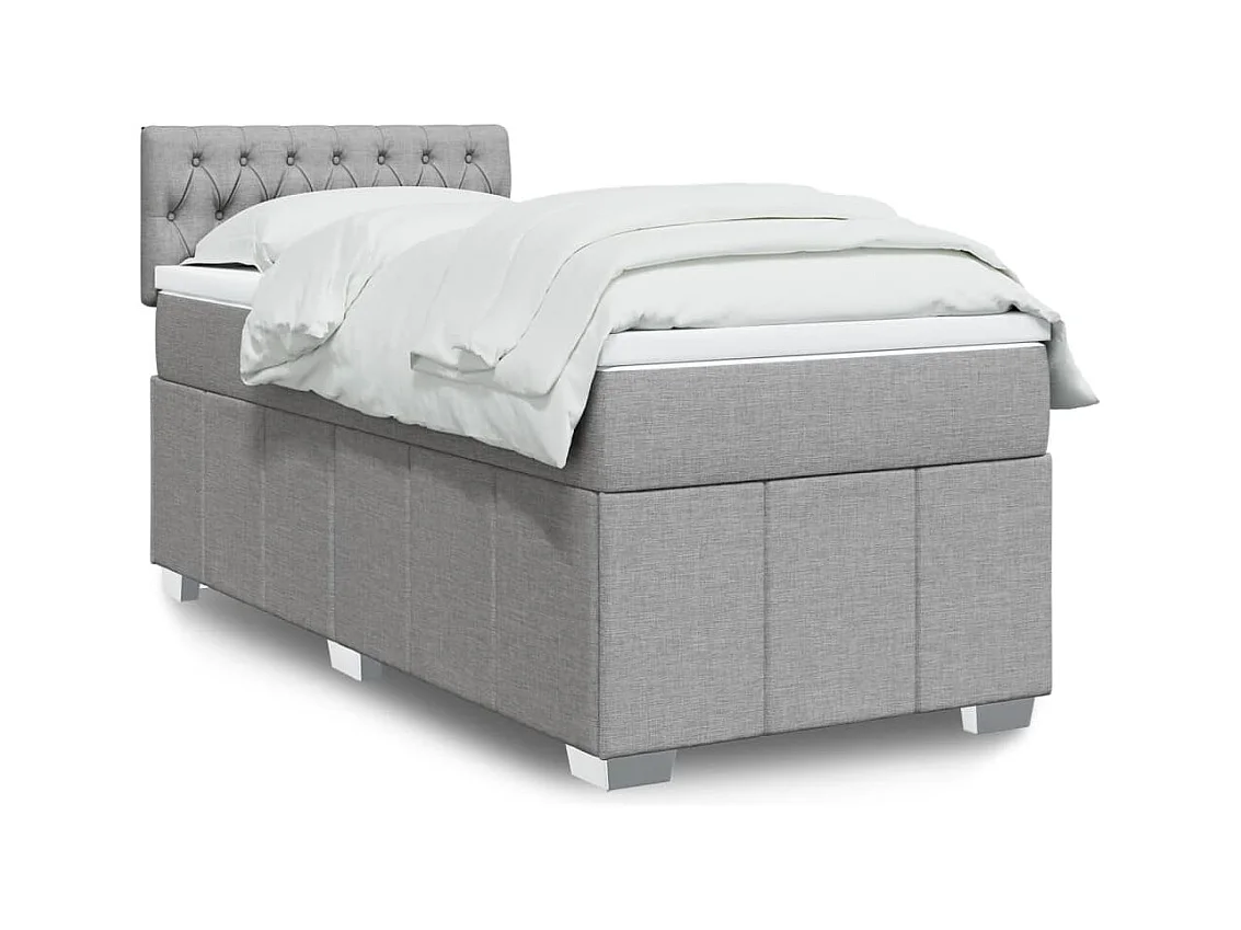 Boxspring met matras stof lichtgrijs 90x190 cm