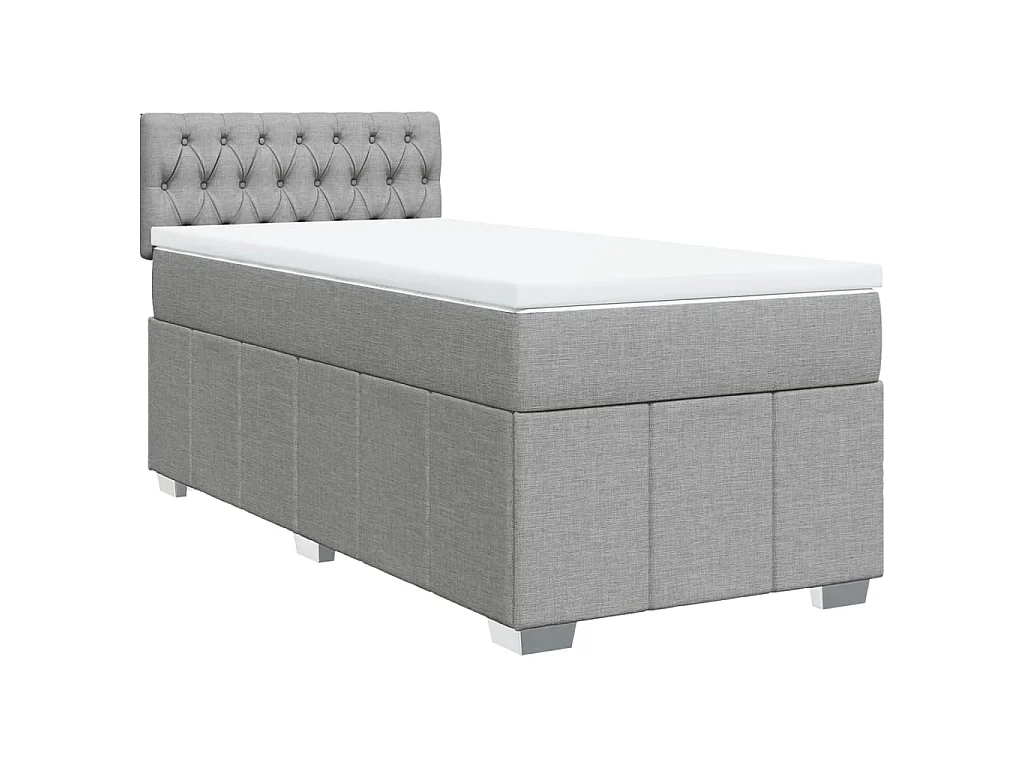 Sommier à lattes de lit et matelas Gris clair 90x190 cm Tissu